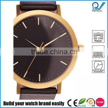 Casual lifestyle timepieces brushed gold steel case japan original movement genuine leather new york designed watches