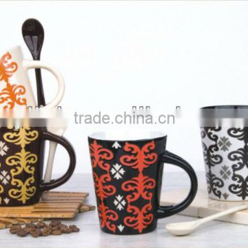 abstract drawings cafe mug with spoon for Keylink