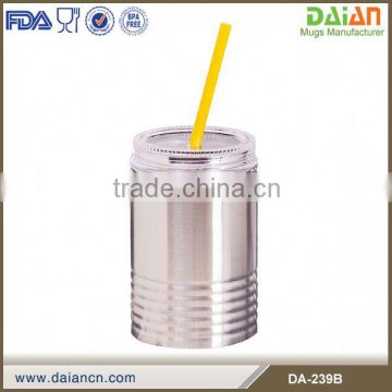 Customized 16oz double wall stainless steel tumbler mug with straw