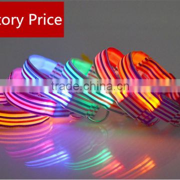 Sailor Nylon Stripe LED Luminous Pet Dog Collar 3 size for Large and Small Dogs Puppy LED Flashing Collar Safety Night