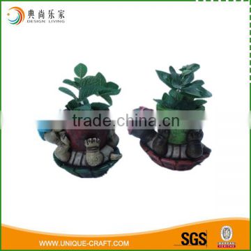 decorative turtle resin flower planter with solar light