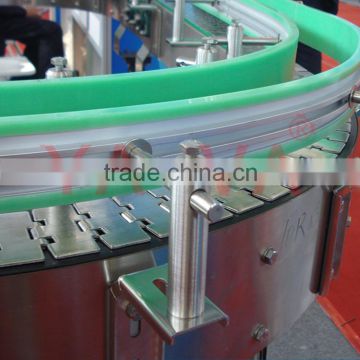 Guide rail curve steel scrap conveyor for food and beverage industry
