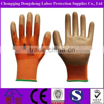 Orange safety gloves nitril coated safety gloves for mining