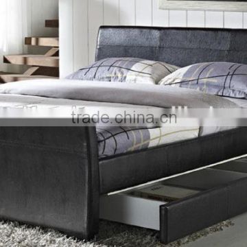4 DRAWERS LEATHER STORAGE SLEIGH BED DOUBLE OR KING SIZE BEDS