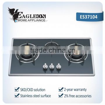 HOT sell model PK style black steel cast iron gas stove gas hob with 3 burner brass burner
