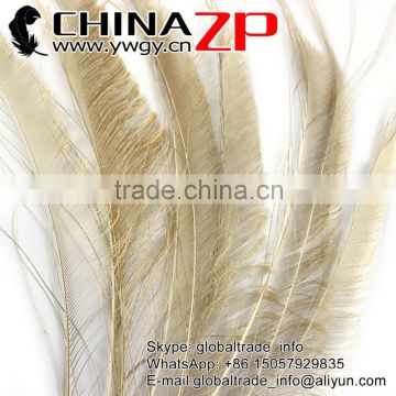 Top Selling ZPDECOR Factory special Cheap Colored Light Brown Peacock Sword Feathers