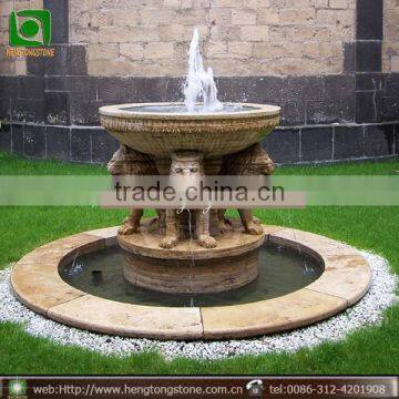 Natural Stone Water Fountain with Lion Statue