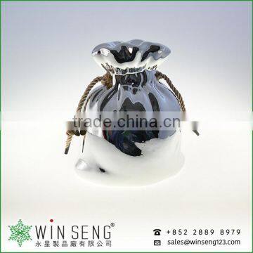 cheap silver bag shaped ceramic smooth gift piggy bank for decoration