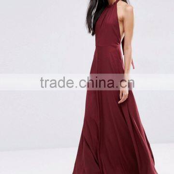 women's low cut Open Back Maxi Dress