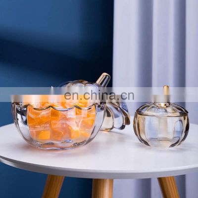 Creative Pumpkin Shape Cute Candy Glass Storage Jar With Lid Living Room Decoration