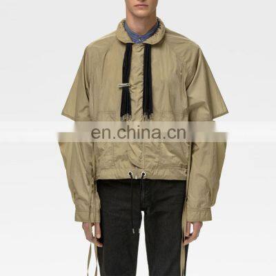 2021 Fashion New Arrival coats khaki windproof jacket outwear cropped ripped jackets for men