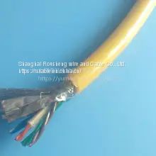 Yellow PU PUR salt water protection cable Twisted pair shielded 4*2*24AWG underwater monitoring cable