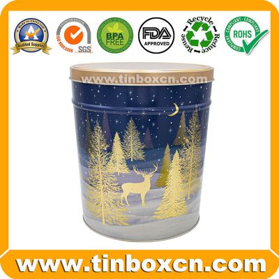 3.5 Gallon Xmas Popcorn Tin Can With Lid For Decoration And Wholesale