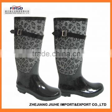 2014 Fashion black rubber rain boots for women