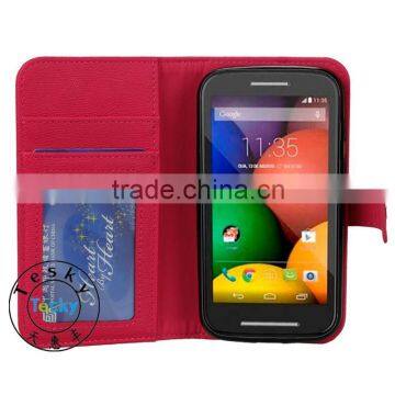 elegant folio cover pu leather case for moto e china supplier