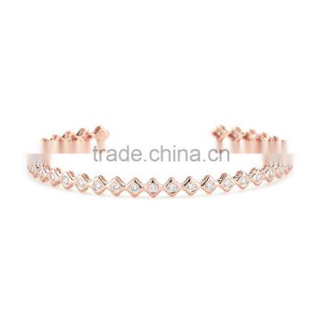 Popular style rose gold bangle lady handmade diamond bracelet