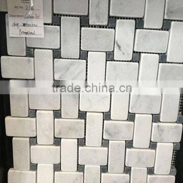Bianco Carrara Basketweave Marble Mosaic Stone Tile