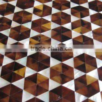 Triangle black pen & freshwater mixed shell mosaic tiles