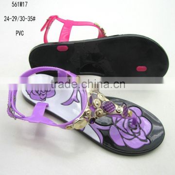 Newest model PVC girls summer shoes jelly flat sandals