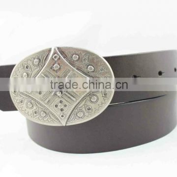 New Arrival Unisex Geniune Leather Belt With Designed Plague Buckle Waist Belt