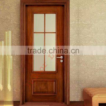 High Quality Natural walnut Finished GlazedWooden Door