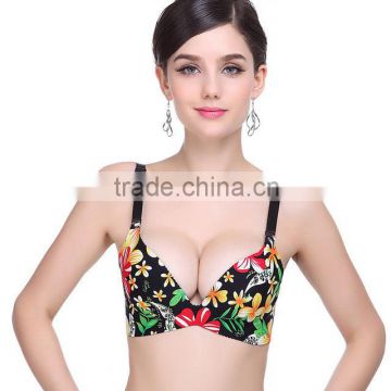 Women Floral Sexy Push Up One-piece Seamless 3/4 Cup Bras
