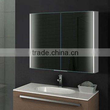 LED lighted bathroom cabinet for Europe market,modern bathroom illuminated mirror with glass shelves
