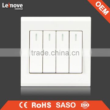 High quality frosted faceplate PC white three gang one way switch three gang two way switch