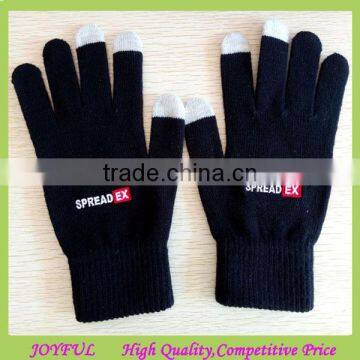 Cheap smart finger touch screen gloves with embroidery label