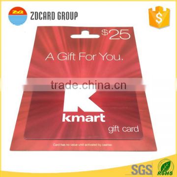 Printed Plastic Gift Card with Paper Card Holder / Backer