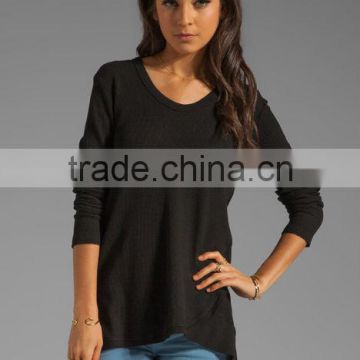 100% cotton thermal slouchy cut and sew t-shirt
