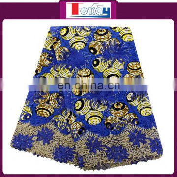 2016 African Style Beautiful design High Quality Wax Mix Guipure with Speical wax for makring clothe