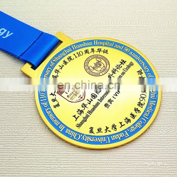 China custom gold enamel medical medals for school anniversary