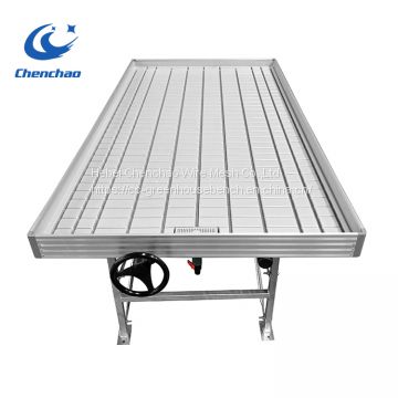 Ebb and flow 4*8ft rolling bench in greenhouse for plants growing