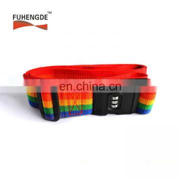 Rainbow color Luggage Strap With Coded Lock With Plastic Buckle For Suitcase