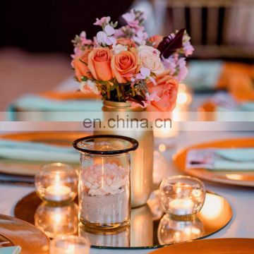 Round Mirror Candle Plate For Christmas Party Wedding Centerpieces