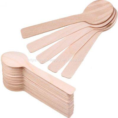 Compostable disposable wooden spoons dessert wooden teaspoons bulk for wedding party biodegradable bulk catering wooden tableware