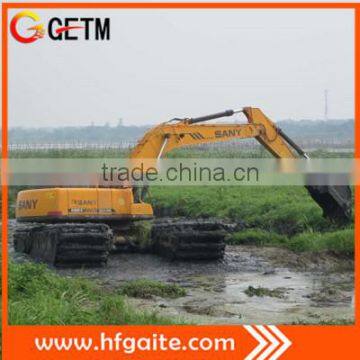 3 Chains swamp excavator Q345B steel fabricated pontoon