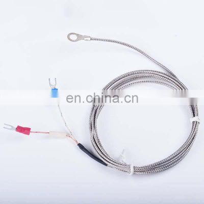 K type 2m metal screening cable 6mm diameter hole ring head thermocouple temperature sensor, round ring k type thermocouple