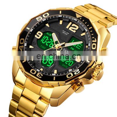 Gold Luxury Rotatable SKMEI 1649 Brand Watch Men Stainless Steel Waterproof Watches