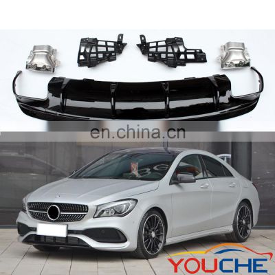 ABS diffuser & stainless steel  rear bumper diffuser for Mercedes CLA class W117 sport edition 2017-2018