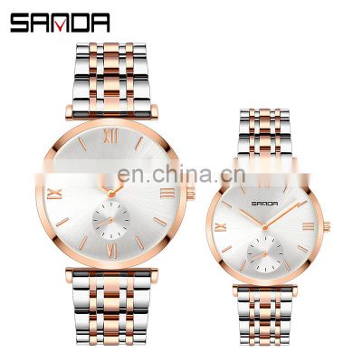 Sanda P1052 Private Label Quartz Watch Customize Logo Face Luxury Steel Brands Custom Watches Unisex
