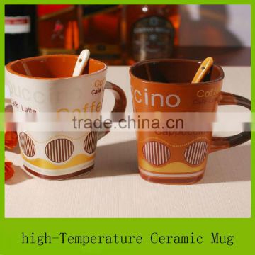 ceramic coffee cup wholesale with your logo, global glazed coffee mug for promote