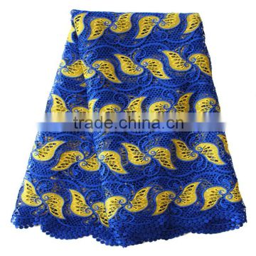 2016 african lace embroidery fabric for wedding dress blue cord lace fabric new design nigeria guipure lace