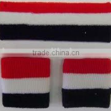 Stripe sports sweat cotton wristband and headband