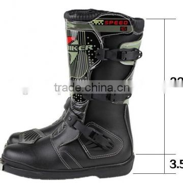 Unisex off road Leather Motorcycle Waterproof long Boots racing boots