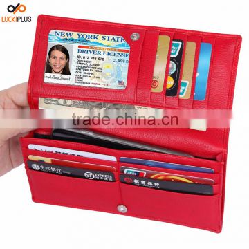 Luckiplus RFID Theft Blocking Wallet for Women Bright Red Color Multiple Wallet