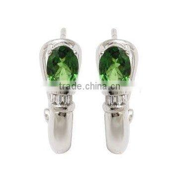 Tsavorite earring, white gold tsavourite earring