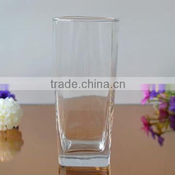 Blown square bottom drinking glass water tumbler