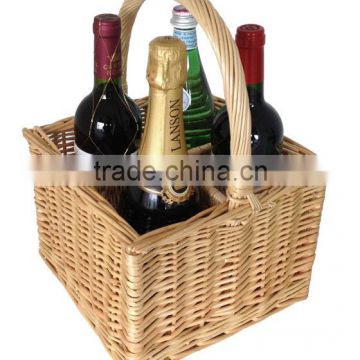 Square Wicker wine basket with grid and handle